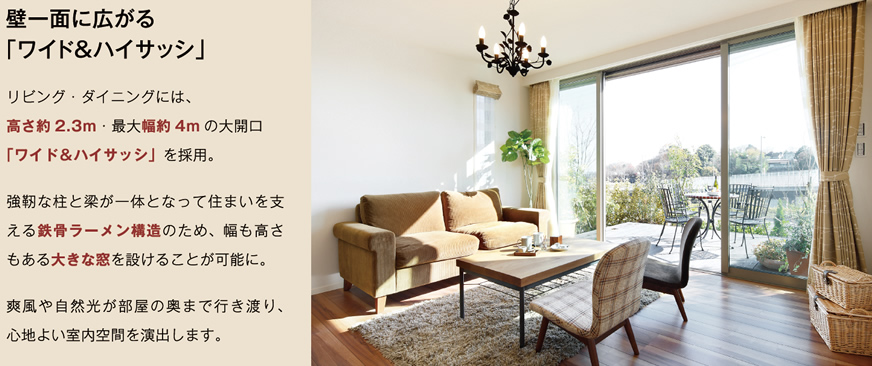 壁一面に広がる 「ワイド＆ハイサッシ」